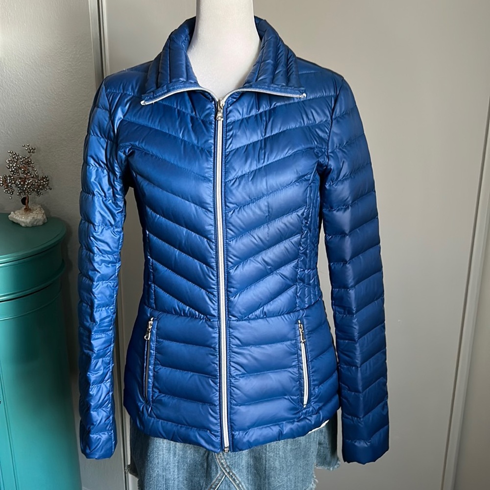 Kenneth Cole Reaction Blue Full Zip Closure Down filled Puffer Coat Jacket